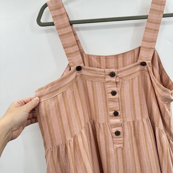 Patagonia W's Garden Island Dress Sz XL Peach Stripe Maxi Button Back Beachy - Picture 3 of 13